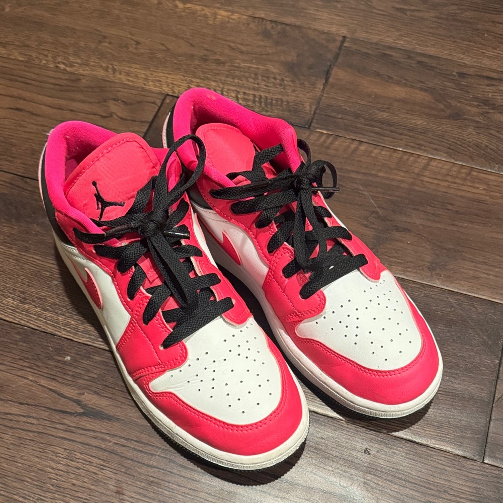 Jordan Kids Hot Pink and White Sneakers with Black Laces